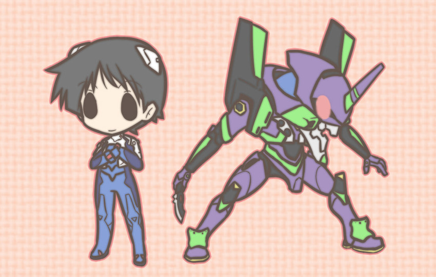 ikari shinji and eva 01 (neon genesis evangelion) drawn by fushigi_ebi