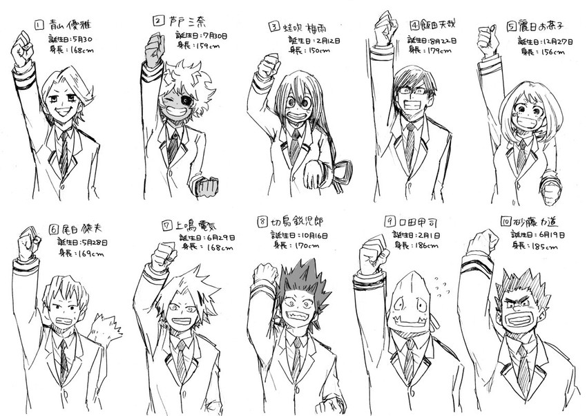uraraka ochaco, asui tsuyu, ashido mina, kirishima eijiro, kaminari denki, and 5 more (boku no hero academia) drawn by ichiko365