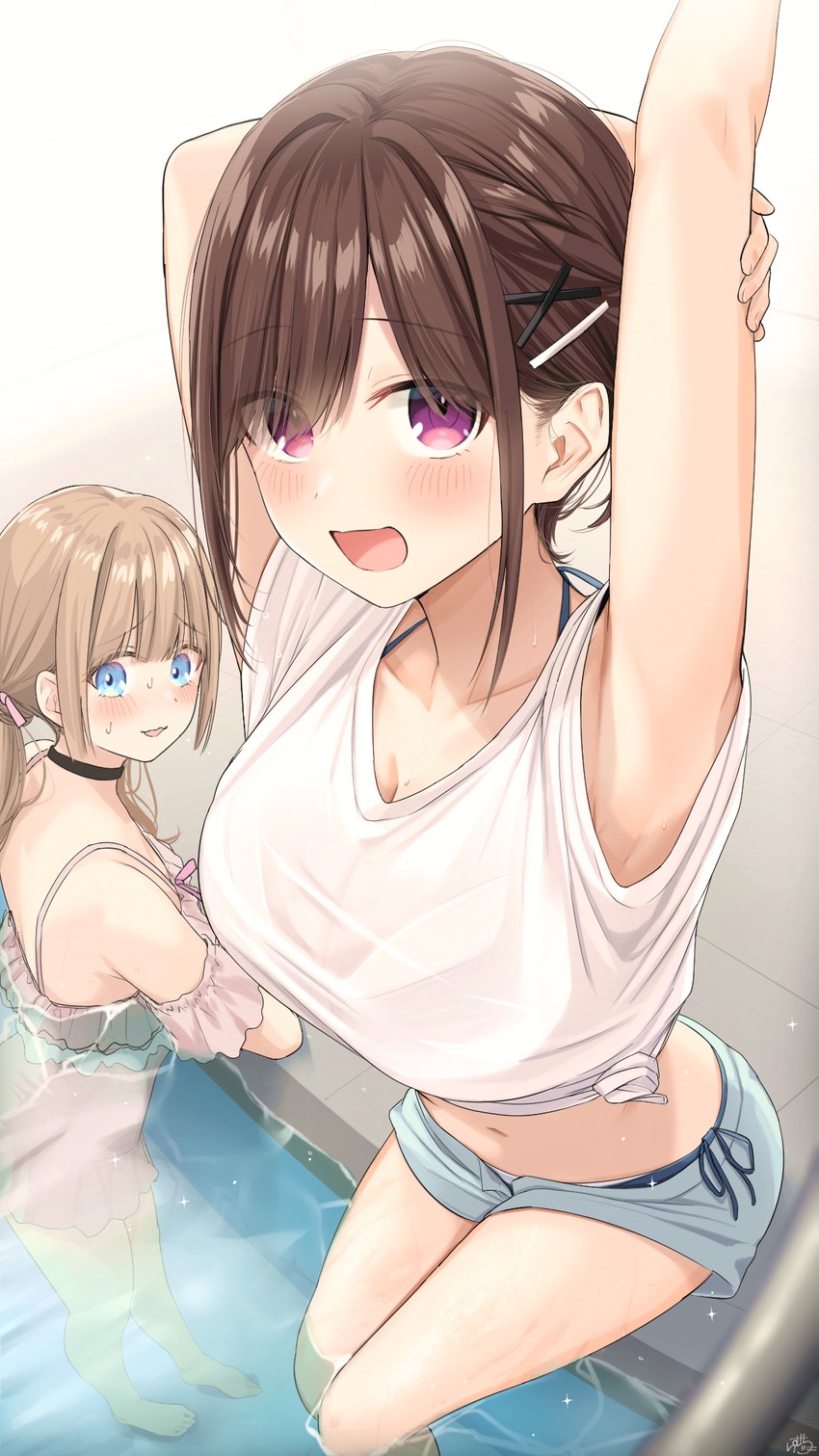 childhood friend-chan and hime-chan (original) drawn by ramchi