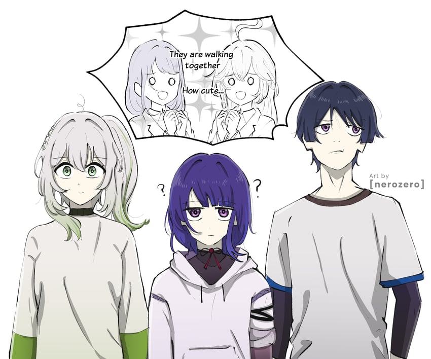 raiden shogun, scaramouche, nahida, and rukkhadevata (genshin impact) drawn by nerozero