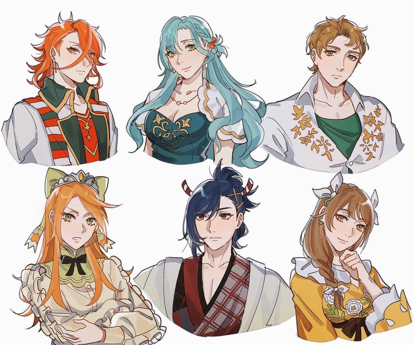 goldmary, chloe, etie, pandreo, kagetsu, and 1 more (fire emblem and 1 more) drawn by seirorath