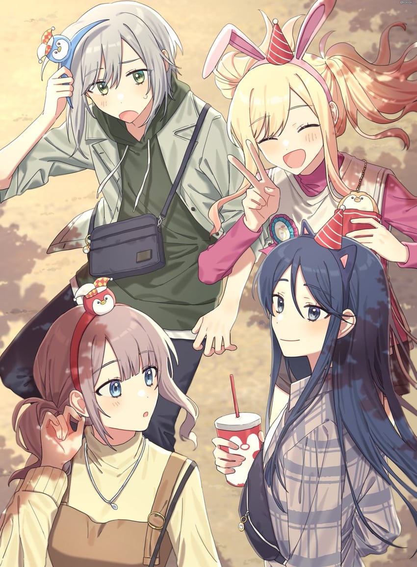 tenma saki, hoshino ichika, mochizuki honami, hinomori shiho, and phenny (project sekai) drawn by cocov