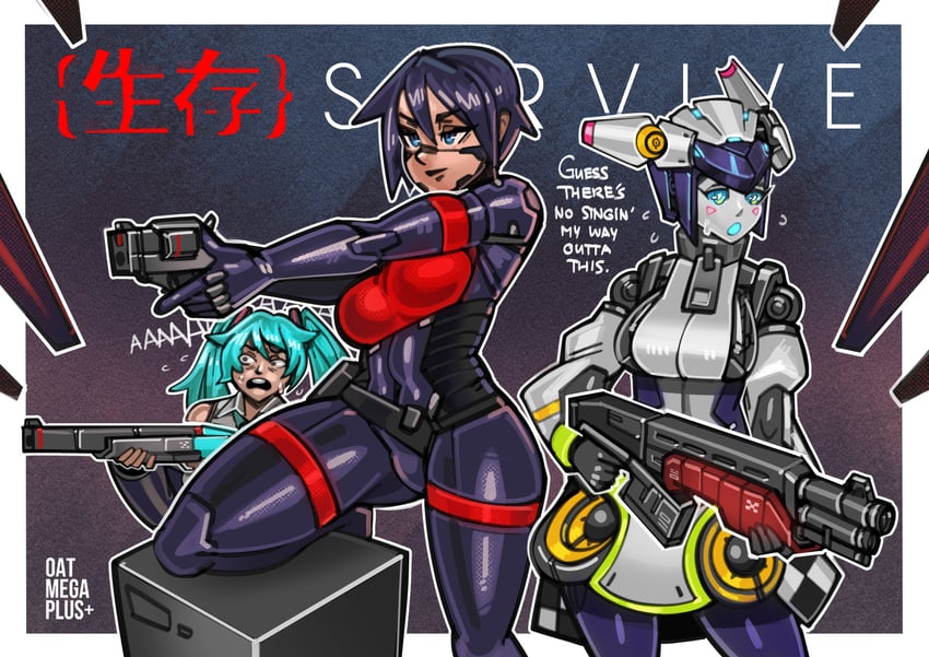 hatsune miku, elster, and dia (vocaloid and 2 more) drawn by oatmegaplus