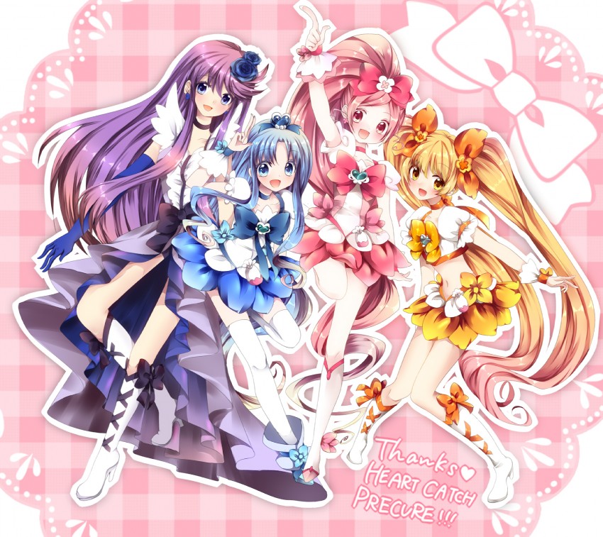 kurumi erika, hanasaki tsubomi, tsukikage yuri, myoudouin itsuki, cure marine, and 3 more (precure and 1 more) drawn by uzuki_aki