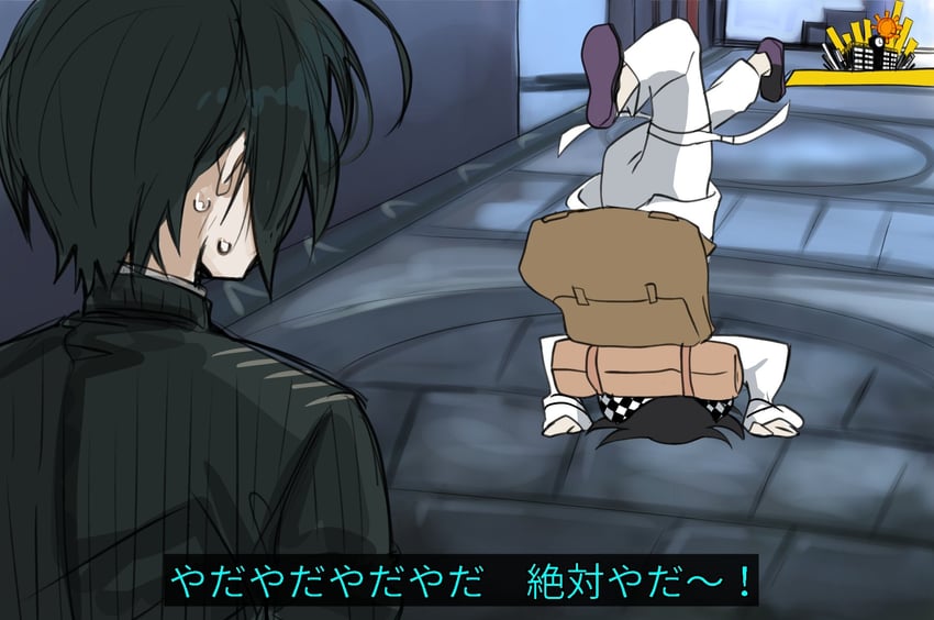 oma kokichi and saihara shuichi (danganronpa and 2 more) drawn by kuchi_~ie