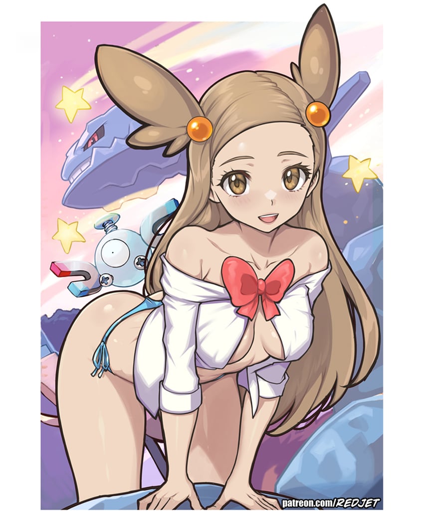 magnemite, jasmine, and steelix (pokemon and 1 more) drawn by redjet