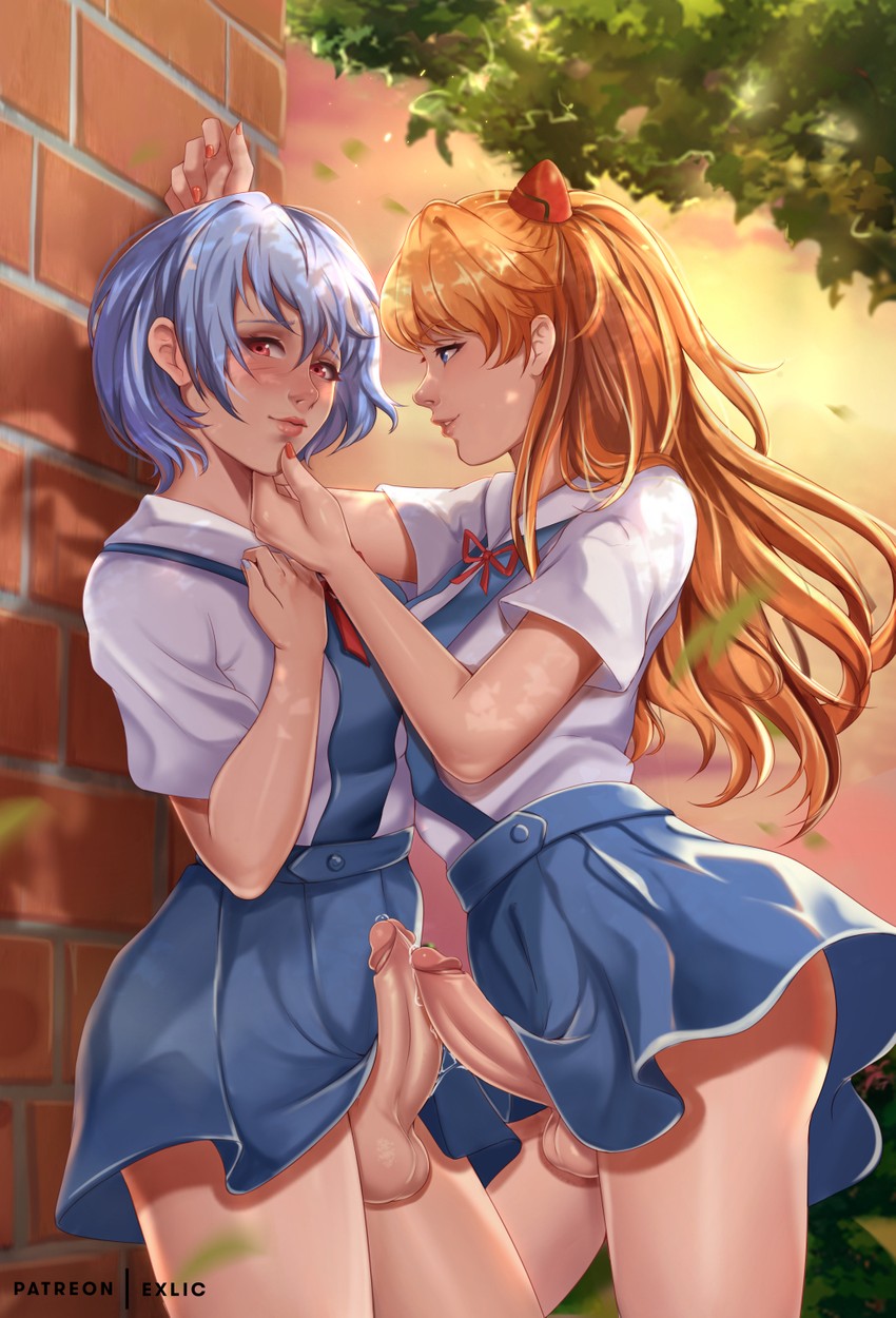 souryuu asuka langley and ayanami rei (neon genesis evangelion) drawn by exlic