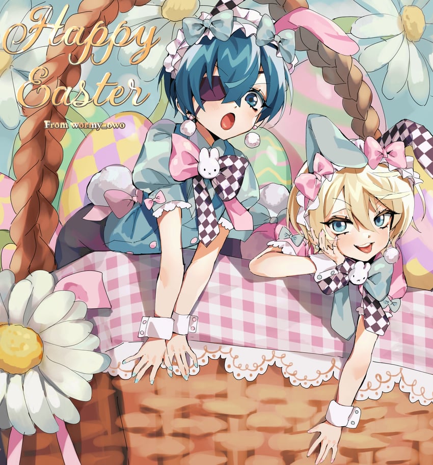 ciel phantomhive and alois trancy (kuroshitsuji) drawn by wormy_owo
