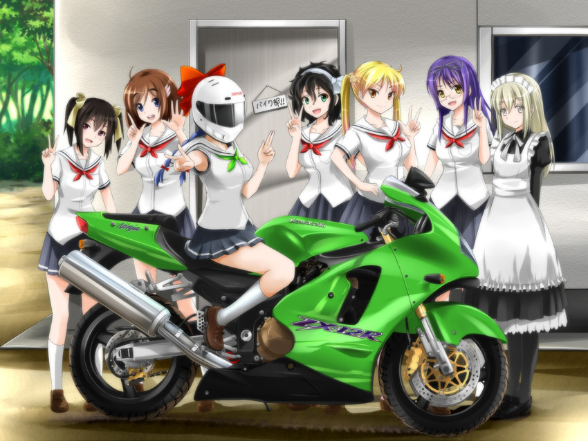 suzunoki rin, amano onsa, sakura hane, kawasaki raimu, minowa hijiri, and 2 more (bakuon!!) drawn by suzuki-shi