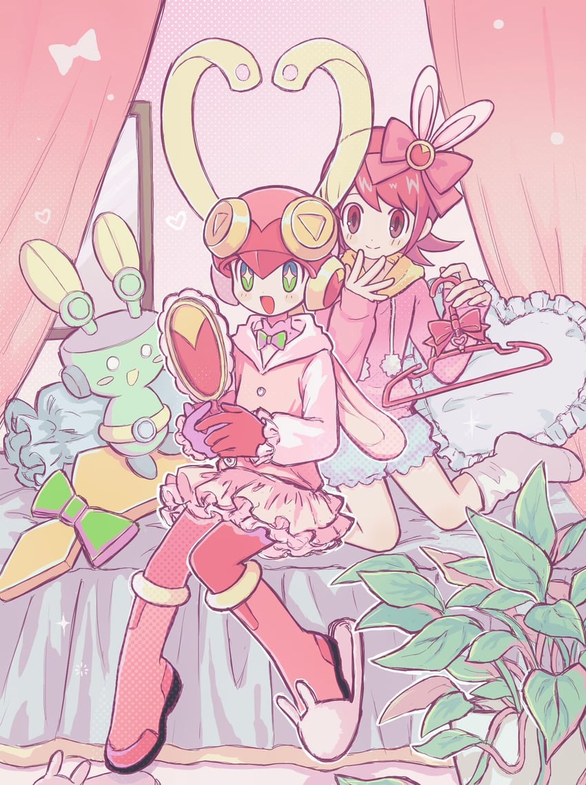 roll.exe, mayl sakurai, and mr. prog (mega man and 1 more) drawn by ci_luo_oul
