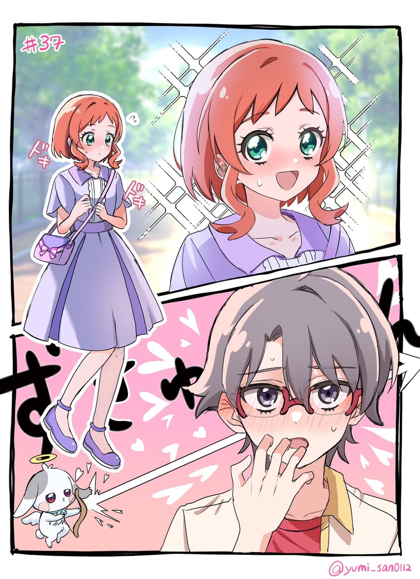 inukai iroha, toyama satoru, and toyama daifuku (precure and 1 more) drawn by yumi_san0112