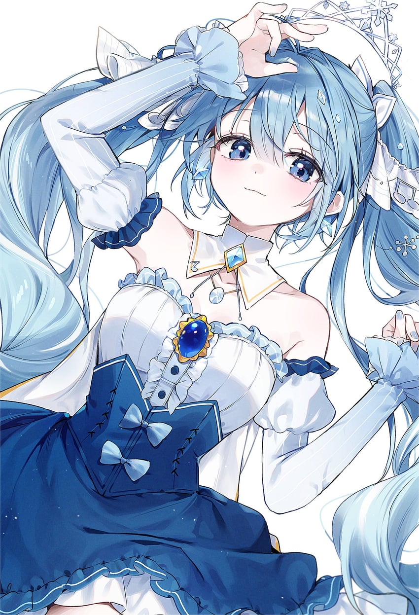 hatsune miku and yuki miku (vocaloid) drawn by nare_(17_junana)