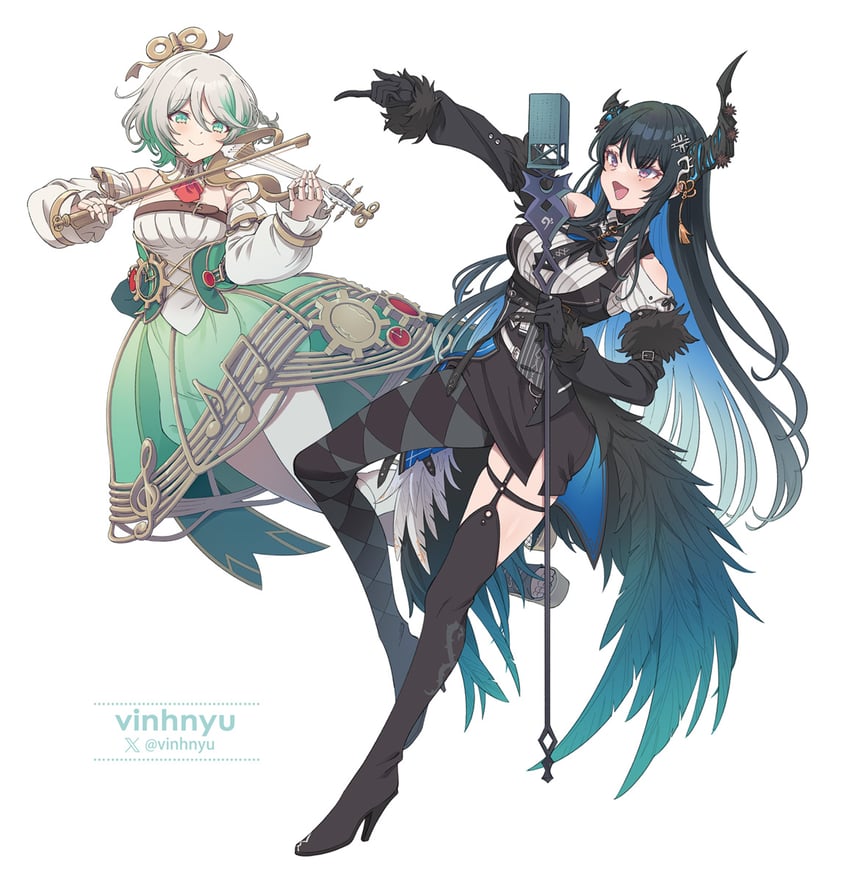 nerissa ravencroft and cecilia immergreen (hololive and 1 more) drawn by vinhnyu