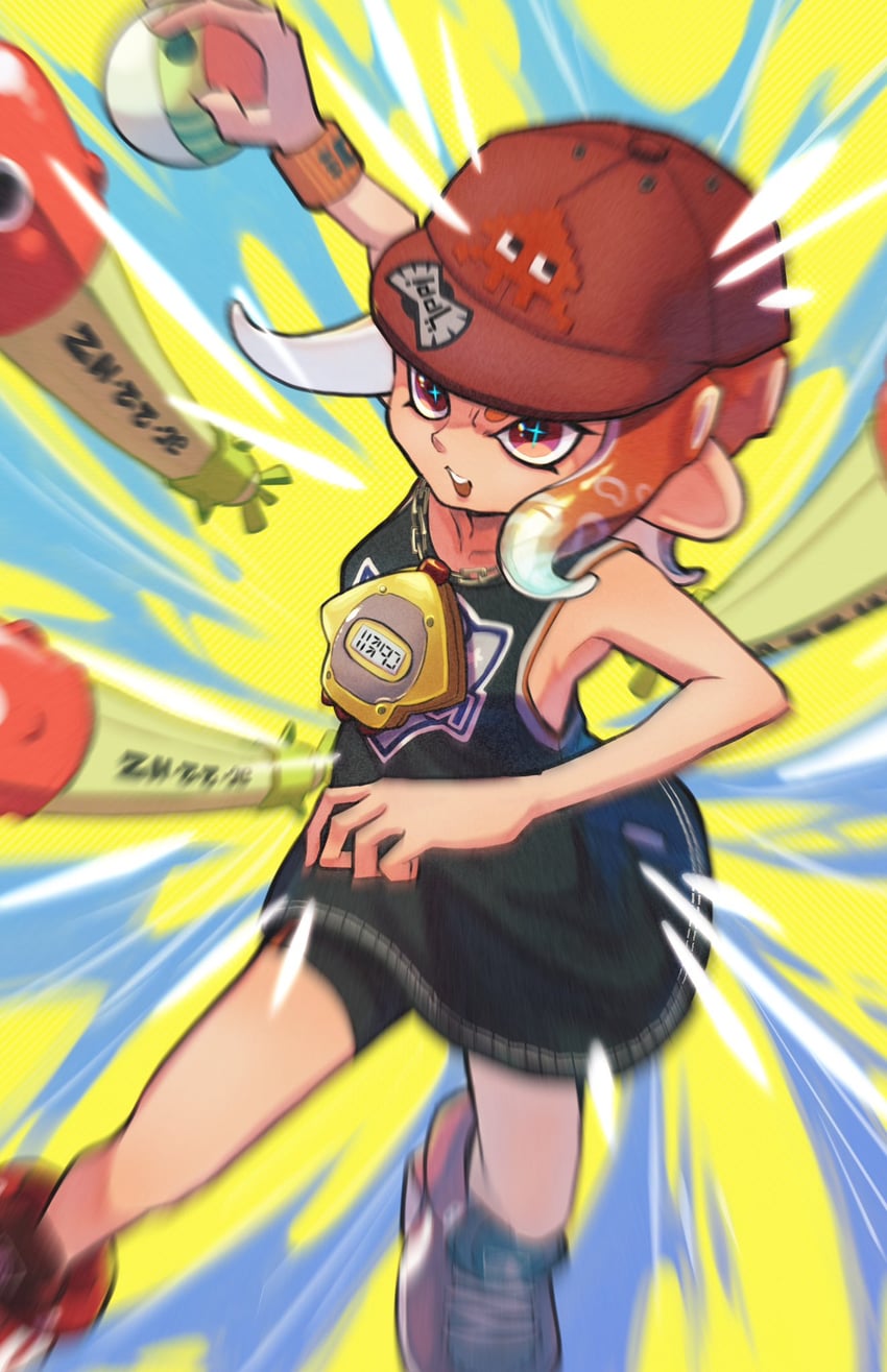 octoling player character and octoling girl (splatoon and 1 more) drawn by nastar_r0