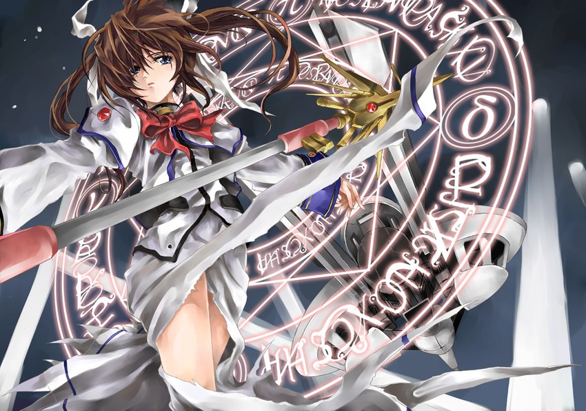 takamachi nanoha, raising heart, and arthra (lyrical nanoha and 2 more) drawn by kurokoeda