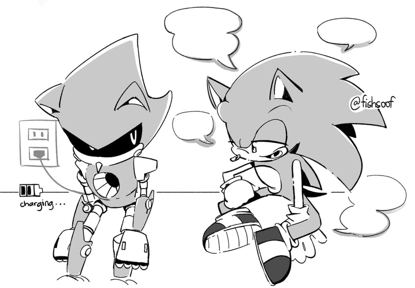 sonic the hedgehog and metal sonic (sonic) drawn by fishsoof