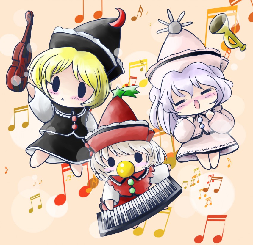 lunasa prismriver, merlin prismriver, and lyrica prismriver (touhou) drawn by yume_shokunin