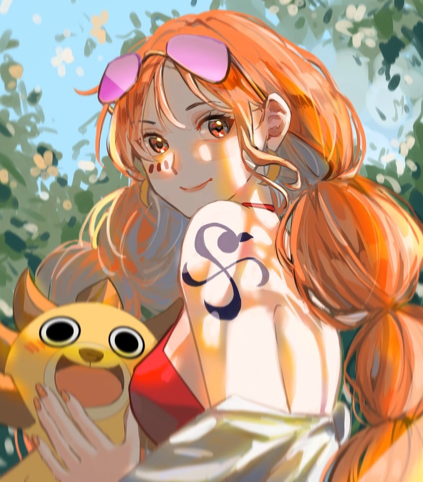 nami and thousand sunny (one piece and 1 more) drawn by white_peach_art