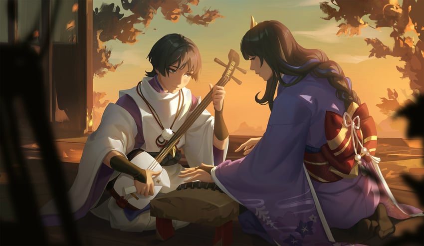 raiden shogun and scaramouche (genshin impact) drawn by aina_(mayexplode)
