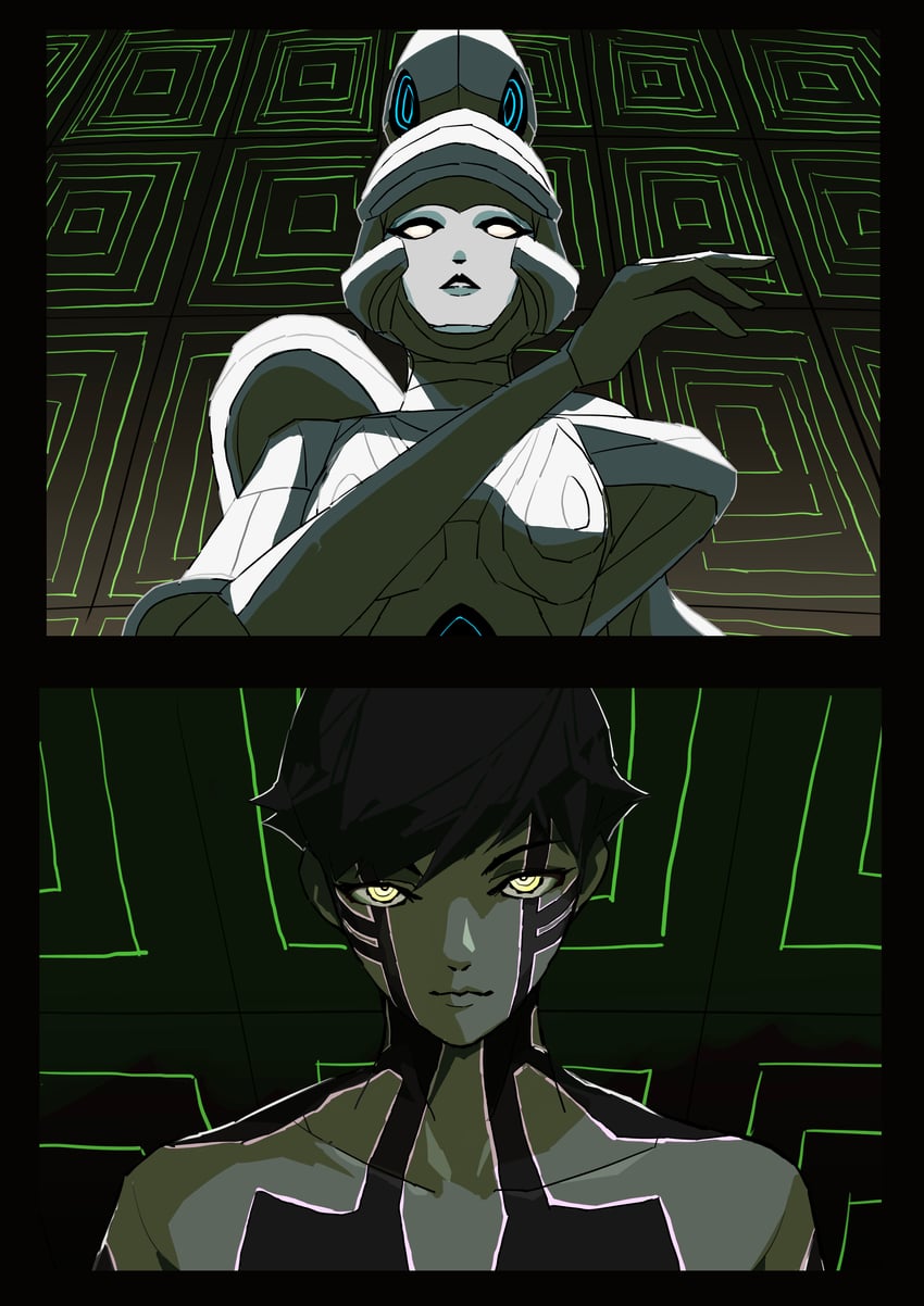 demi-fiend, tachibana chiaki, and baal (shin megami tensei and 1 more) drawn by haruhuru_8686