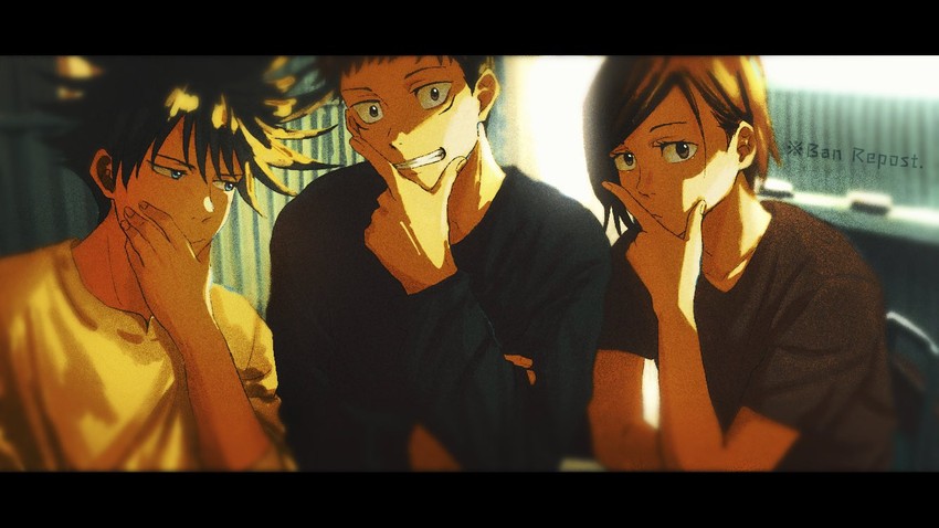 itadori yuuji, fushiguro megumi, and kugisaki nobara (jujutsu kaisen) drawn by arashi_(boom_sate225)