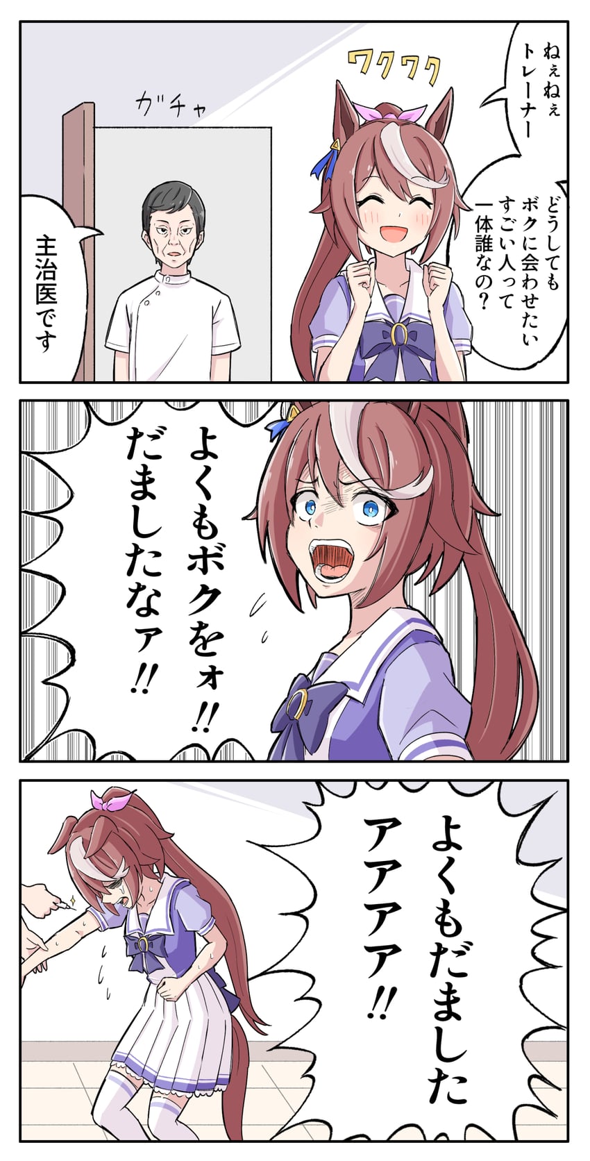 tokai teio and mejiro family doctor (umamusume and 1 more) drawn by toushirou_(sugarwhite1046)