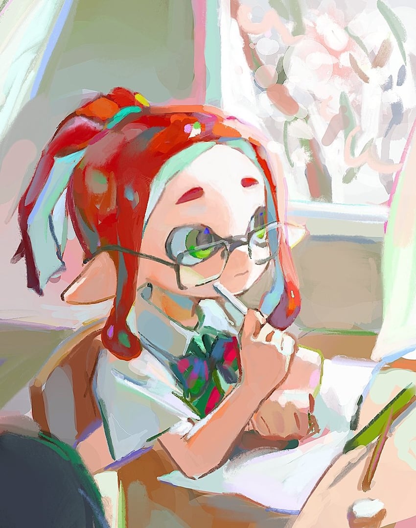 inkling player character and inkling girl (splatoon) drawn by miko_(15476997)