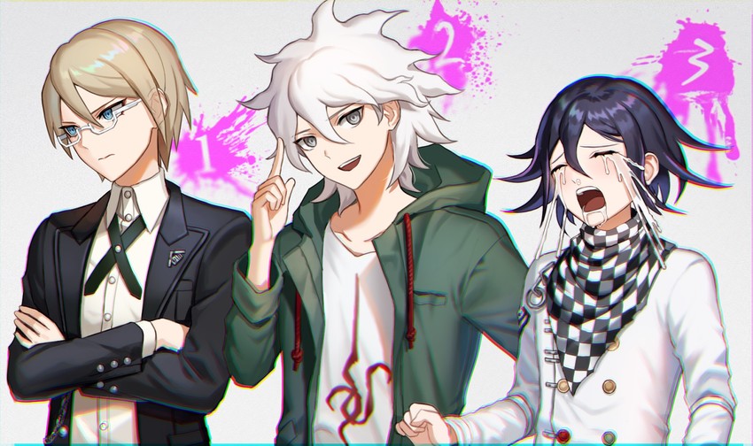 oma kokichi, komaeda nagito, and togami byakuya (danganronpa and 3 more) drawn by answer_(l_c123)