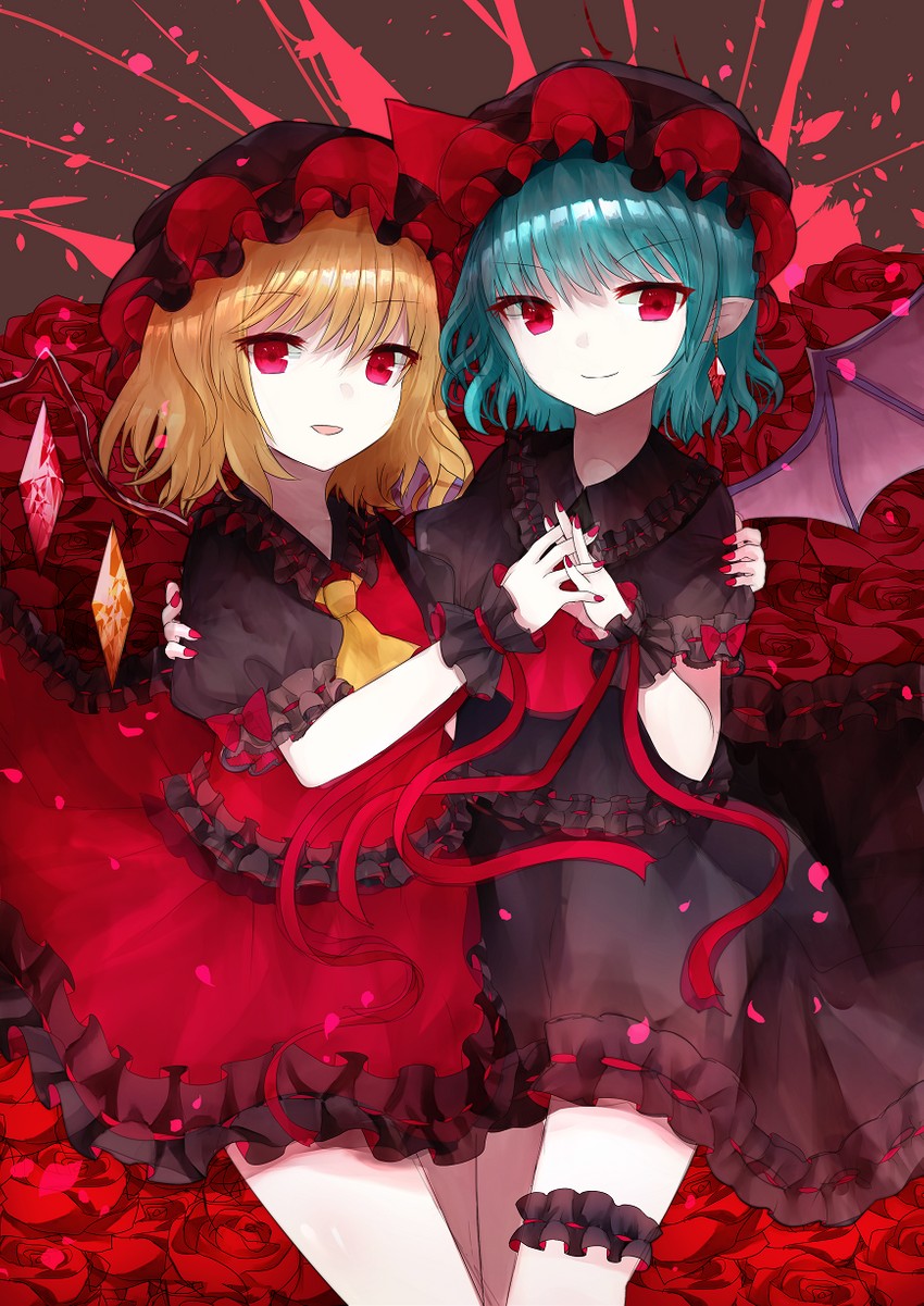 remilia scarlet and flandre scarlet (touhou) drawn by sakizaki_saki-p