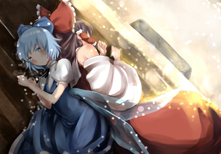 hakurei reimu and cirno (touhou) drawn by atoki