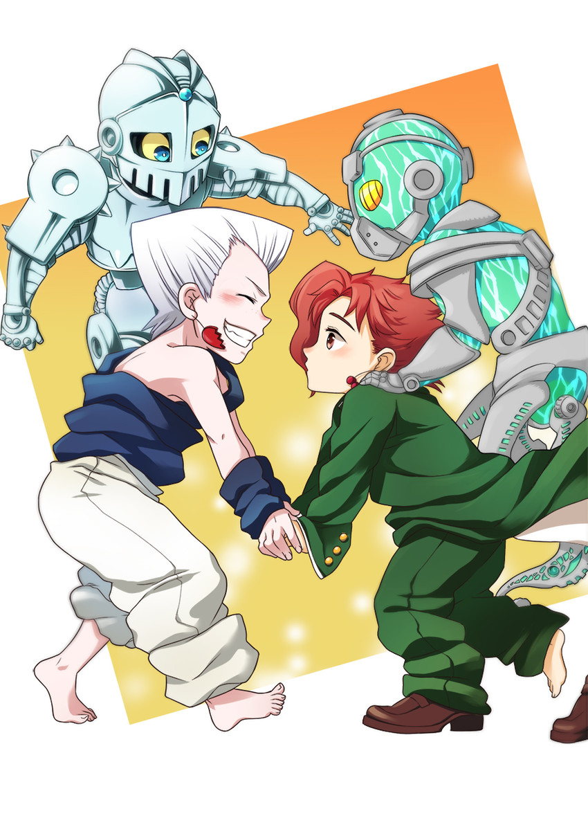 kakyoin noriaki, jean pierre polnareff, hierophant green, and silver chariot (jojo no kimyou na bouken and 1 more) drawn by save_(naita_aooni)