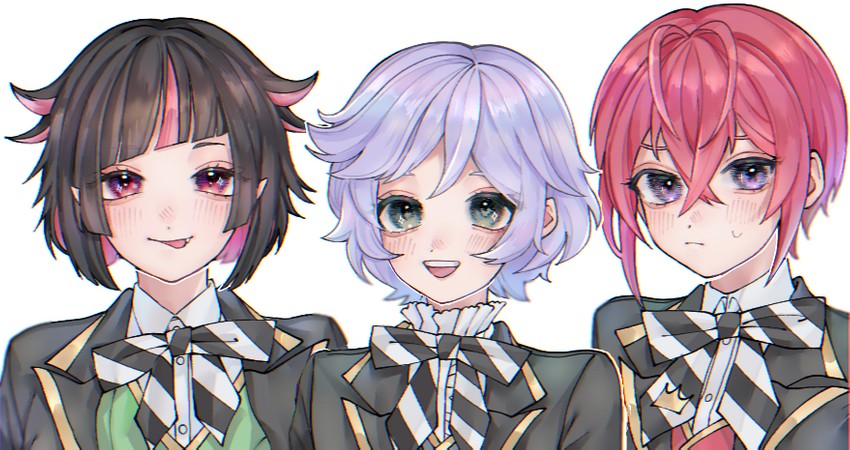 lilia vanrouge, riddle rosehearts, and epel felmier (twisted wonderland) drawn by yumei_(jigoku101)