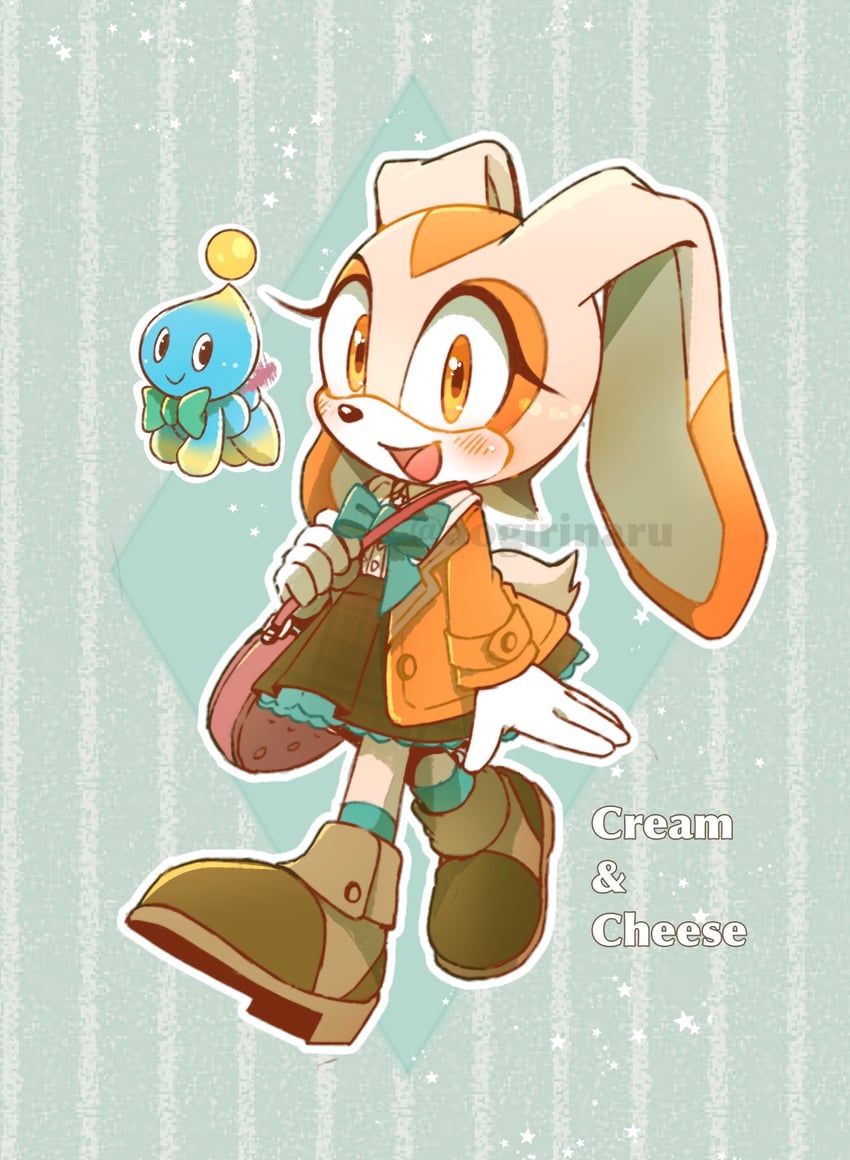 cream the rabbit, neutral chao, and cheese (sonic) drawn by misuta710