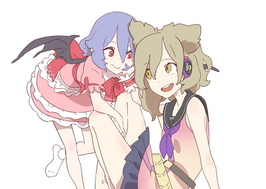 remilia scarlet and toyosatomimi no miko (touhou) drawn by kawayabug