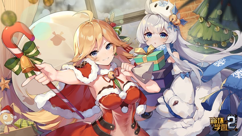 homu, snow, and santa claus (honkai and 1 more)