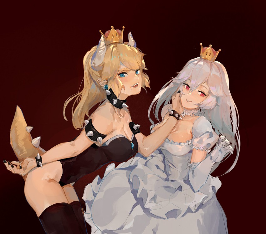 bowsette and princess king boo (mario and 2 more) drawn by tanans123