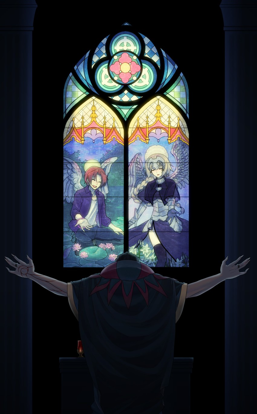jeanne d'arc, gilles de rais, and uryuu ryuunosuke (fate and 2 more) drawn by centi-m