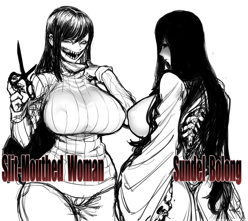 kuchisake-onna and sundel bolong (japanese urban legends and 1 more) drawn by spacezin