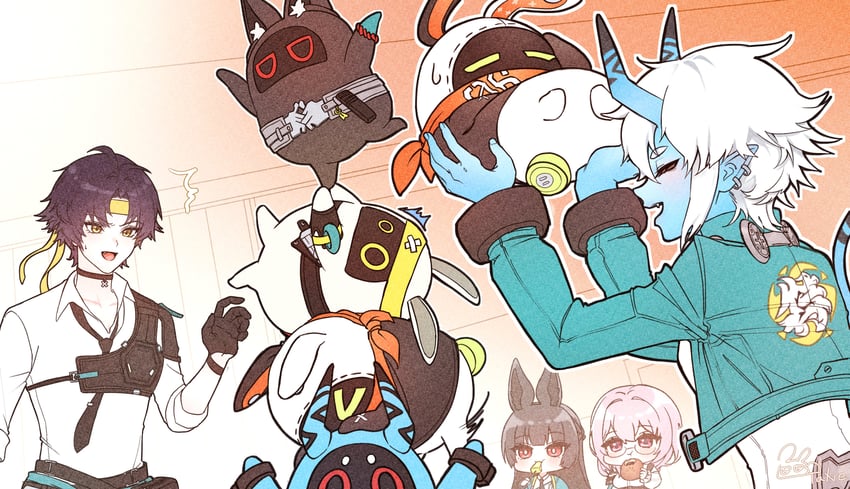 hoshimi miyabi, tsukishiro yanagi, eous, soukaku, asaba harumasa, and 4 more (zenless zone zero) drawn by tane_(137)
