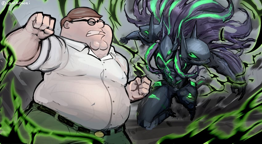 peter griffin and susanoo (blazblue and 2 more) drawn by kowai_(iamkowai)