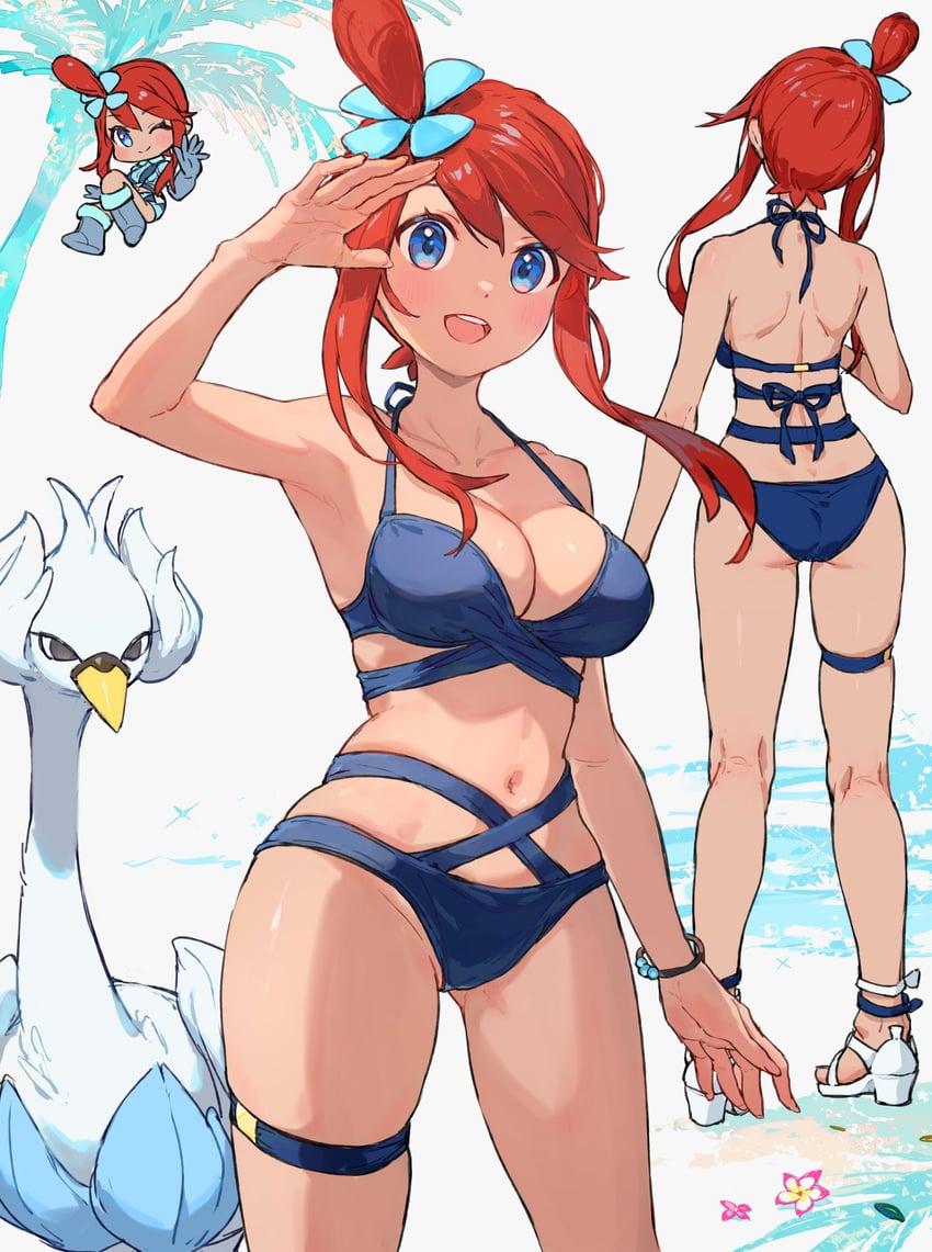 skyla and swanna (pokemon and 1 more) drawn by yosame0a