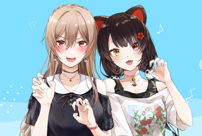 inui toko and furen e lustario (nijisanji) drawn by rinderon0722