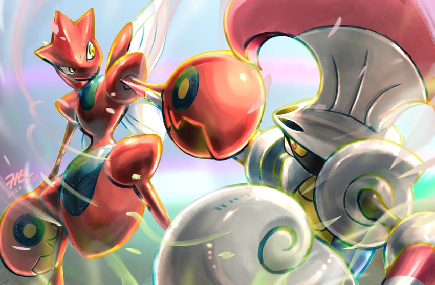 scizor and escavalier (pokemon and 1 more) drawn by null_suke
