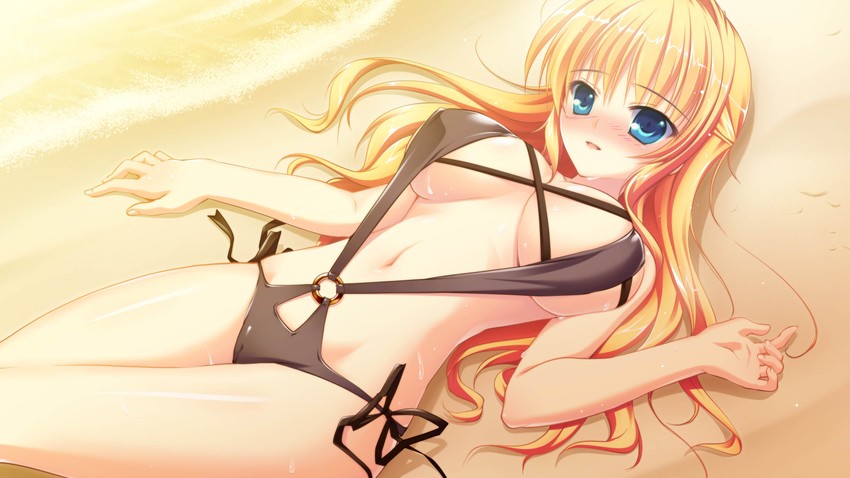 Blonde anime girl undressing