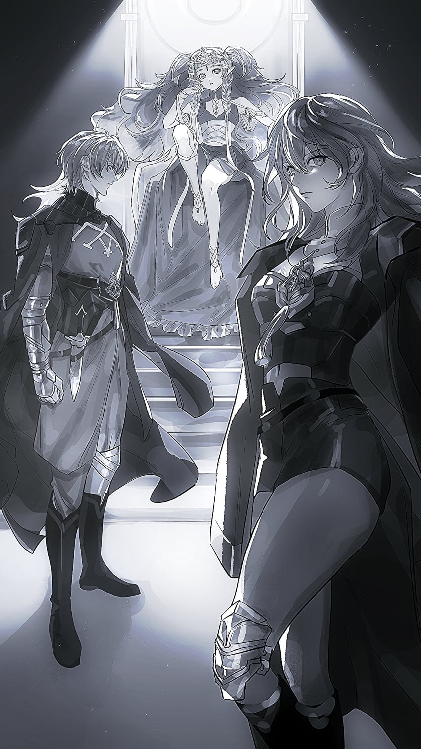 female byleth, male byleth, and sothis (fire emblem and 1 more) drawn by 8knff