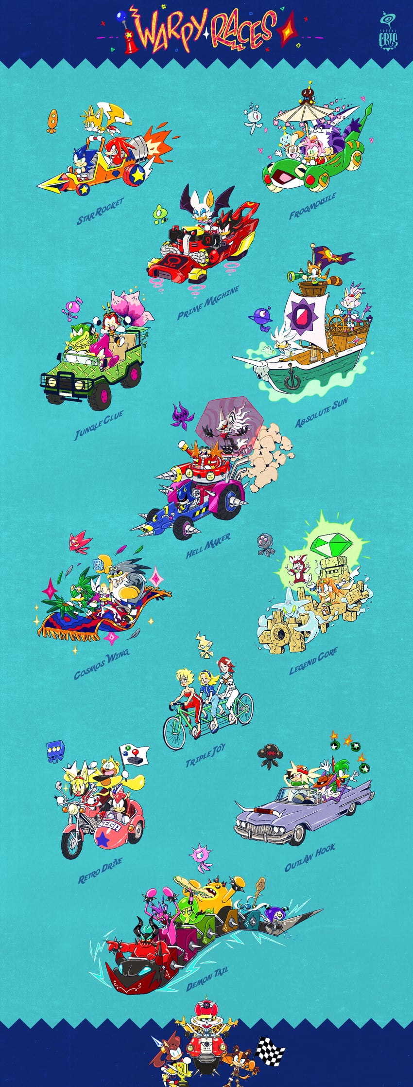 sonic the hedgehog, shadow the hedgehog, amy rose, blaze the cat, rouge the bat, and 53 more (sonic and 11 more) drawn by spiral_cris