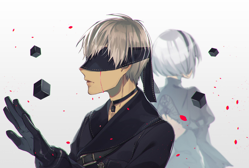 2b and 9s (nier and 1 more) drawn by oune_(siroiobap)