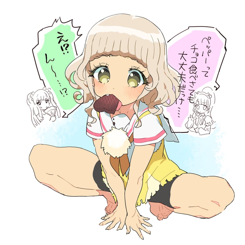 manaka non, tsukikawa chili, and taiyo pepper (pretty series and 1 more) drawn by moudoku_(decopon3rd)