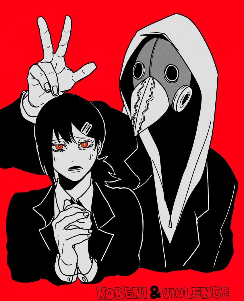 higashiyama kobeni and violence fiend (chainsaw man) drawn by drgryu750