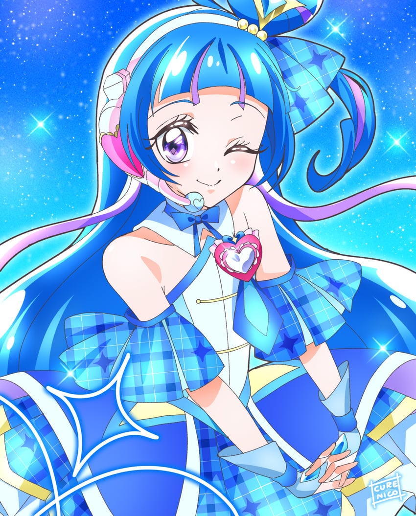 aokaze nana and cure wink (precure and 1 more) drawn by cure_nico